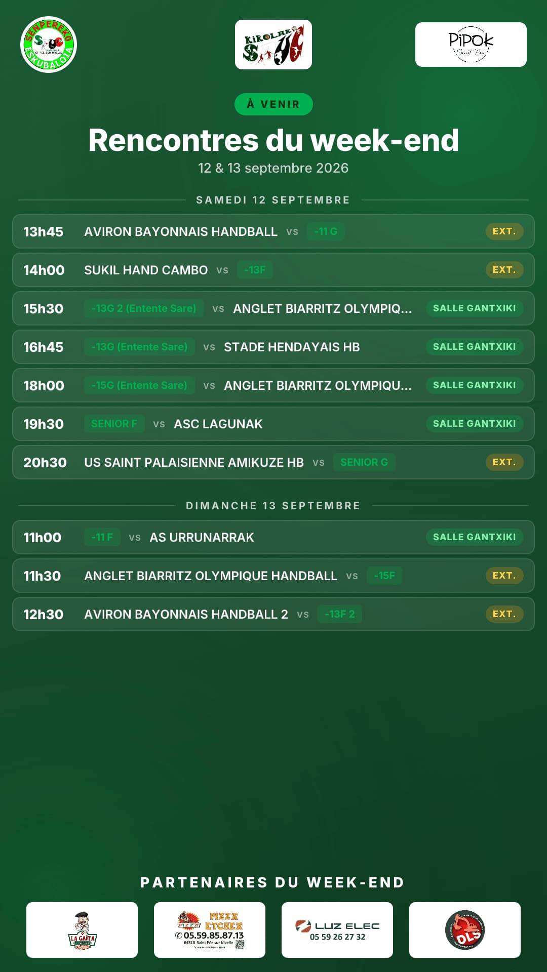 Les rencontres du week-end