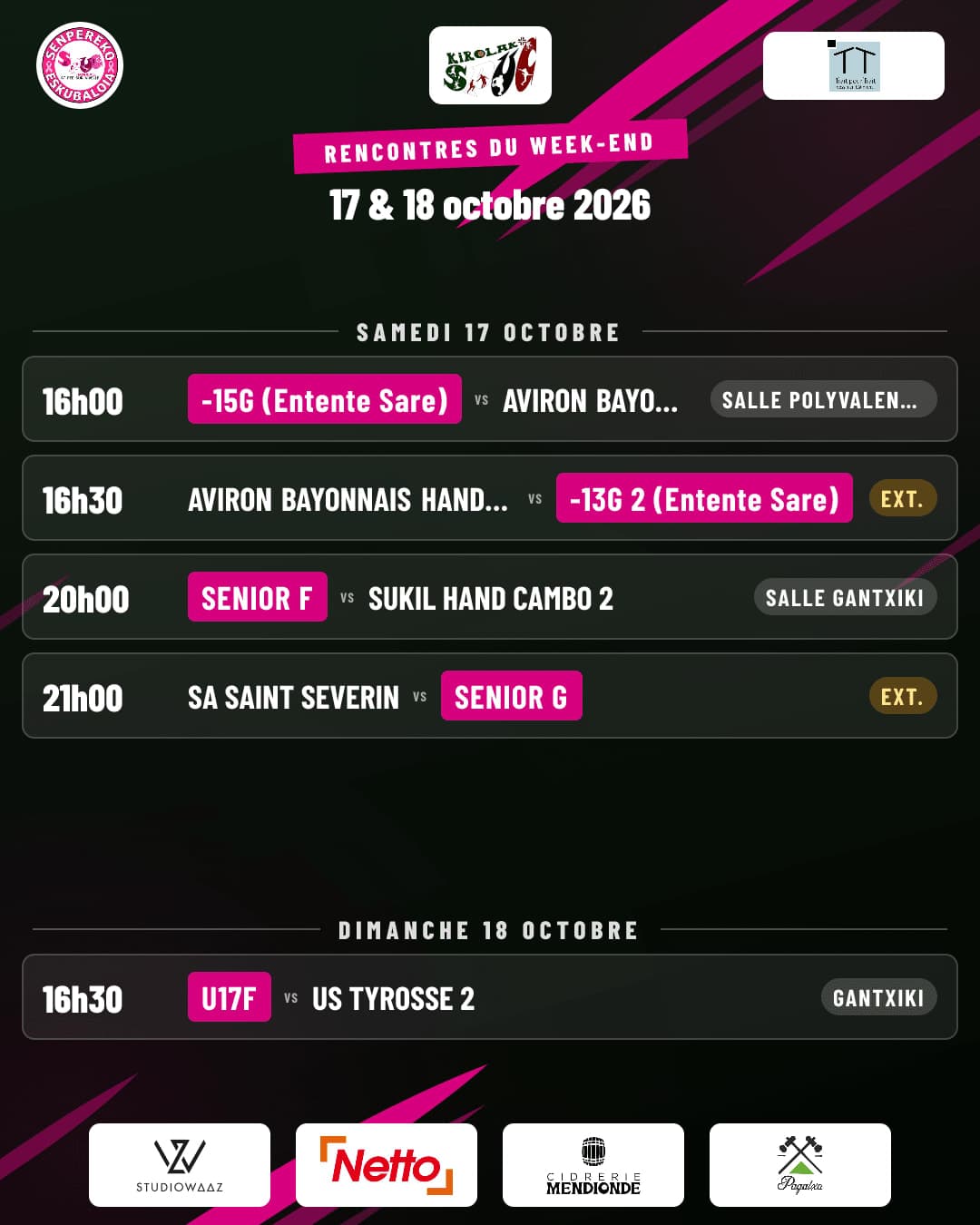 Les rencontres du week-end