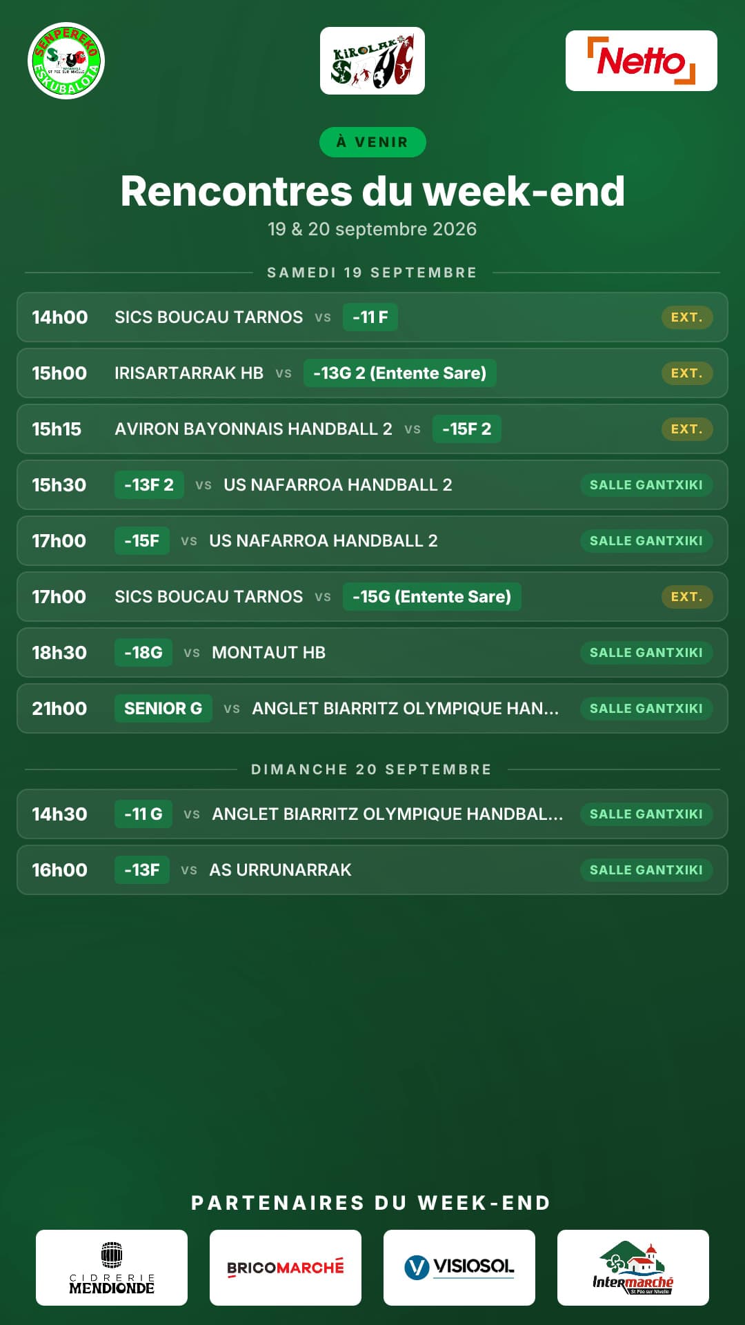 Les rencontres du week-end